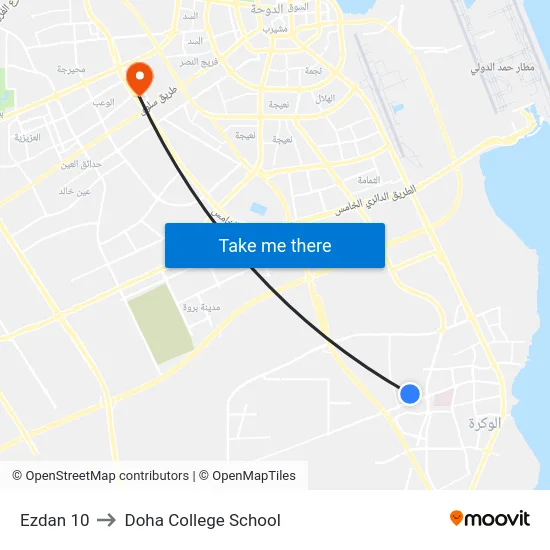 Ezdan 10 to Doha College School map