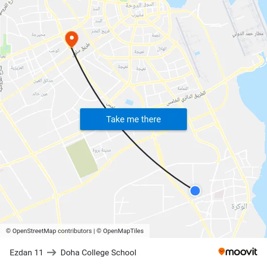 Ezdan 11 to Doha College School map