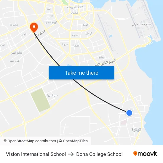 Vision International School to Doha College School map