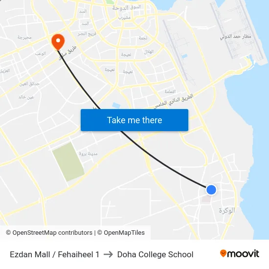 Ezdan Mall / Fehaiheel 1 to Doha College School map