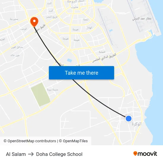 Al Salam to Doha College School map