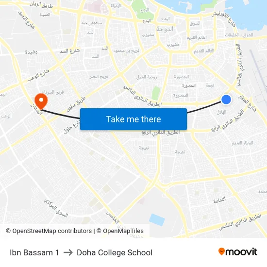 Ibn Bassam 1 to Doha College School map