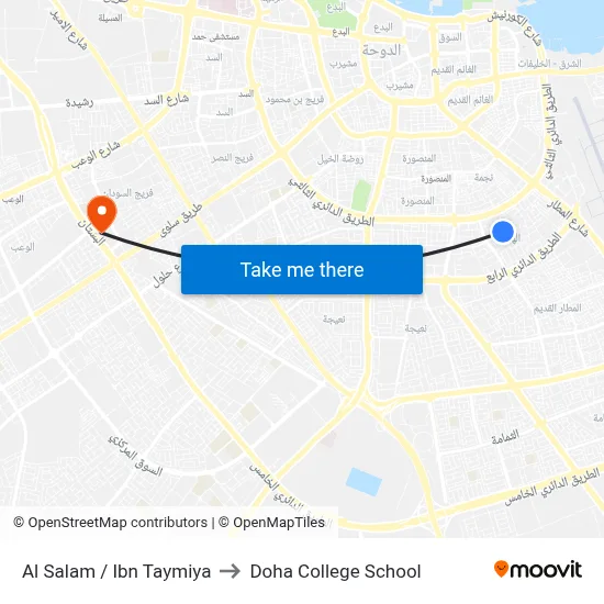 Al Salam / Ibn Taymiya to Doha College School map