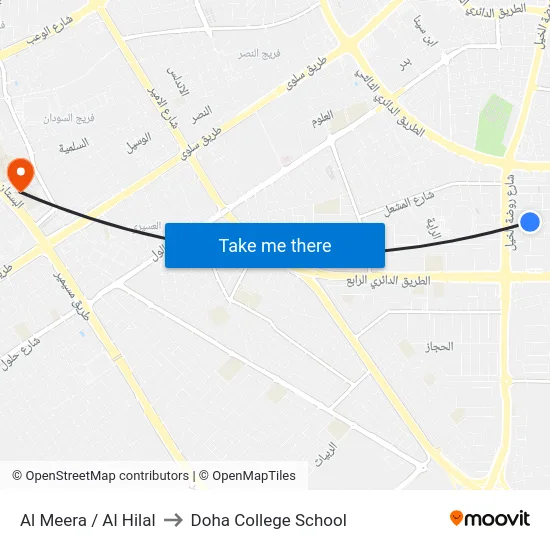Al Meera / Al Hilal to Doha College School map