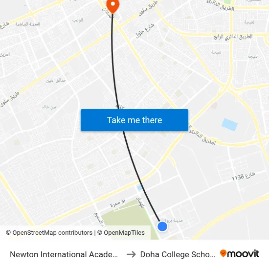 Newton International Academy to Doha College School map