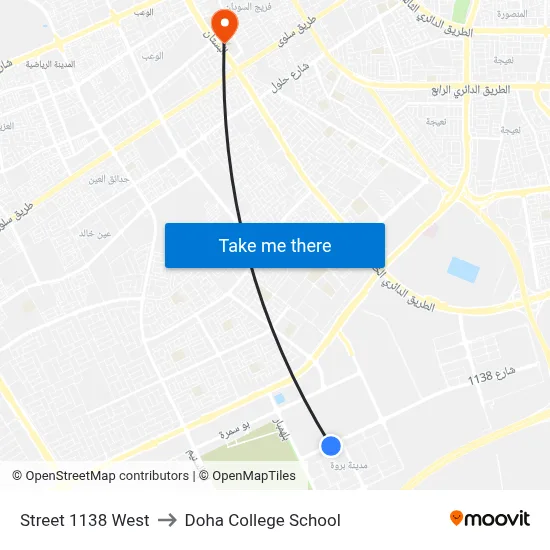 Street 1138 West to Doha College School map
