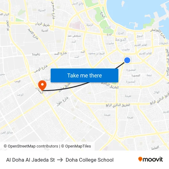 Al Doha Al Jadeda St to Doha College School map