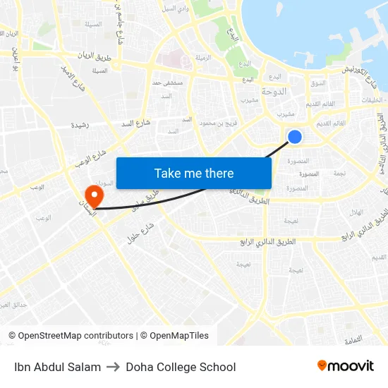 Ibn Abdul Salam to Doha College School map