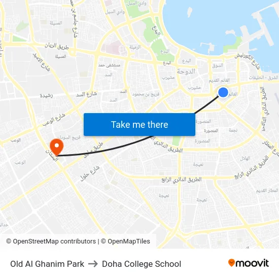 Old Al Ghanim Park to Doha College School map