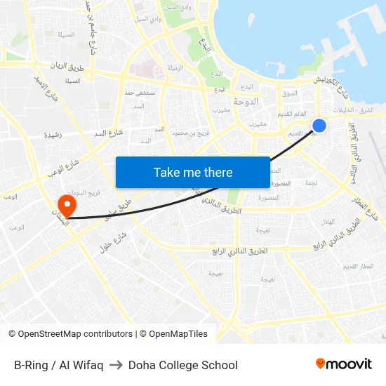 B-Ring / Al Wifaq to Doha College School map