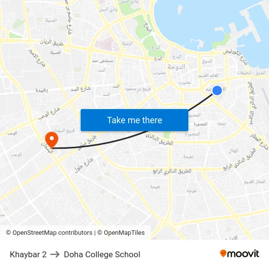 Khaybar 2 to Doha College School map