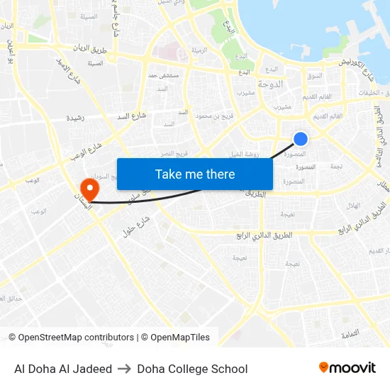 Al Doha Al Jadeed to Doha College School map