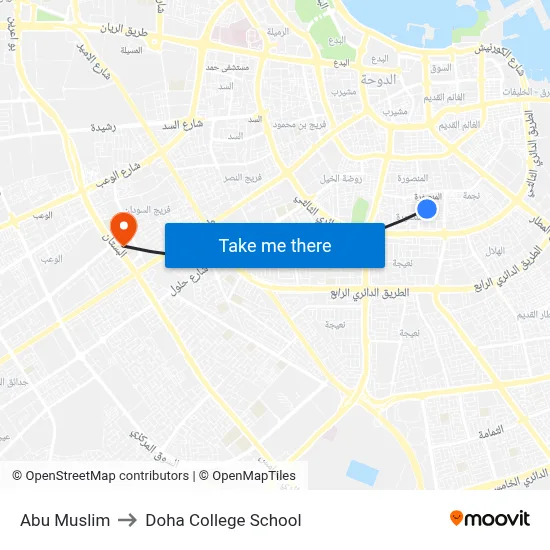 Abu Muslim to Doha College School map
