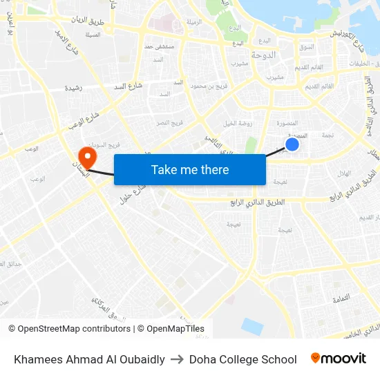 Khamees Ahmad Al Oubaidly to Doha College School map