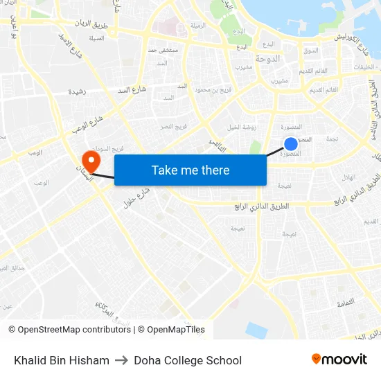 Khalid Bin Hisham to Doha College School map
