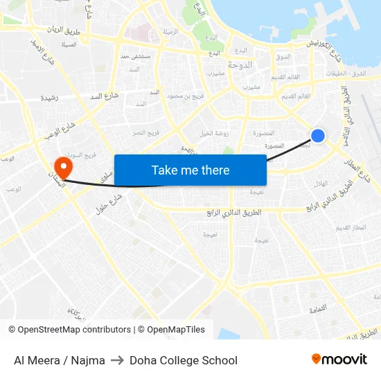 Al Meera / Najma to Doha College School map
