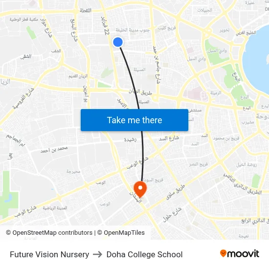 Future Vision Nursery to Doha College School map