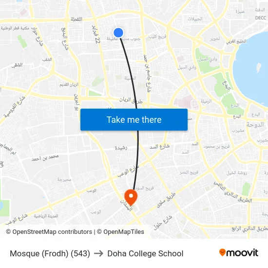 Mosque (Frodh) (543) to Doha College School map