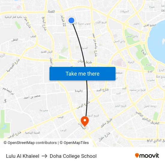 Lulu Al Khaleel to Doha College School map