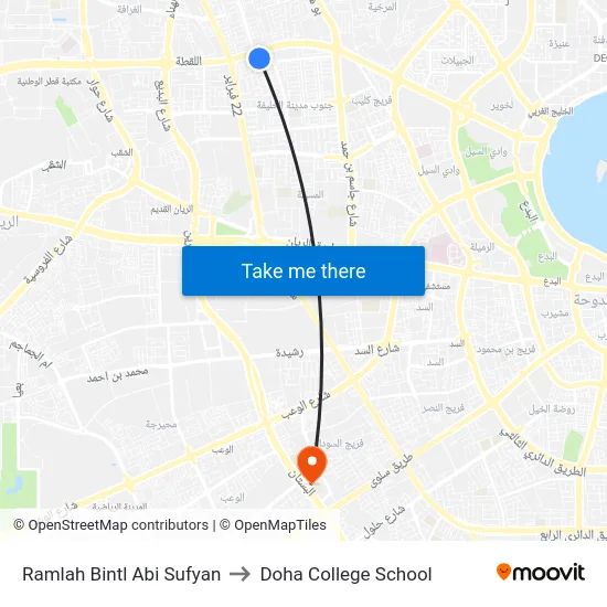 Ramlah Bintl Abi Sufyan to Doha College School map