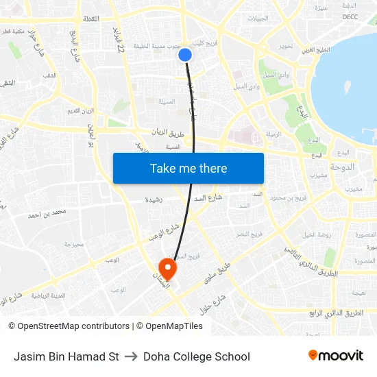 Jasim Bin Hamad St to Doha College School map