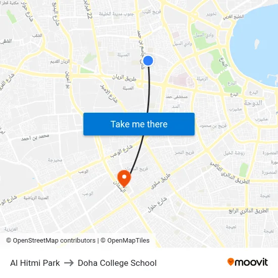 Al Hitmi Park to Doha College School map