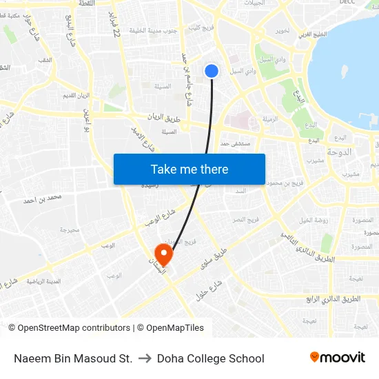 Naeem Bin Masoud St. to Doha College School map