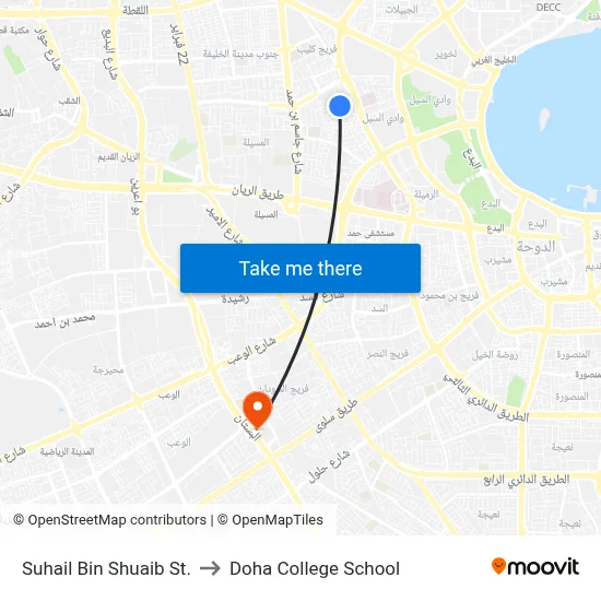 Suhail Bin Shuaib St. to Doha College School map