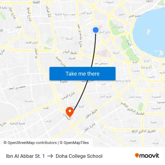 Ibn Al Abbar St. 1 to Doha College School map