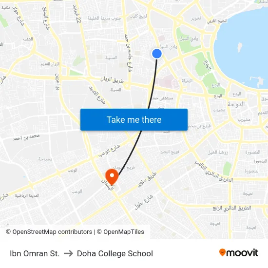 Ibn Omran St. to Doha College School map