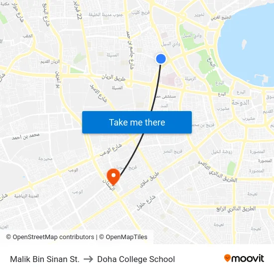 Malik Bin Sinan St. to Doha College School map