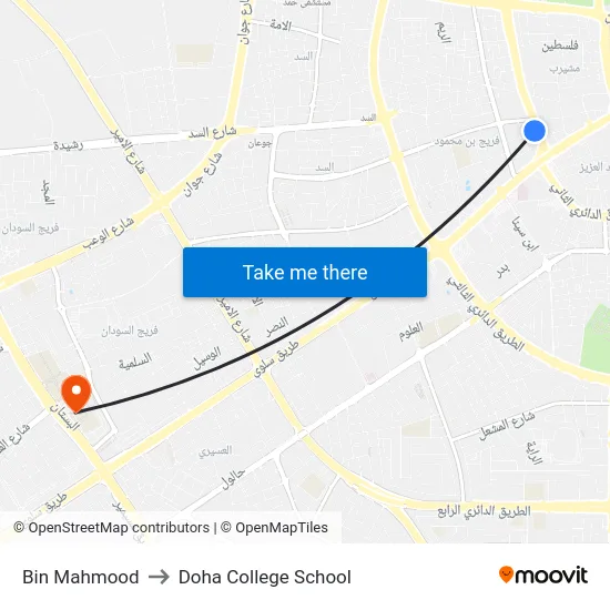 Bin Mahmood to Doha College School map