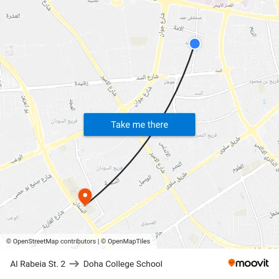 Al Rabeia St. 2 to Doha College School map