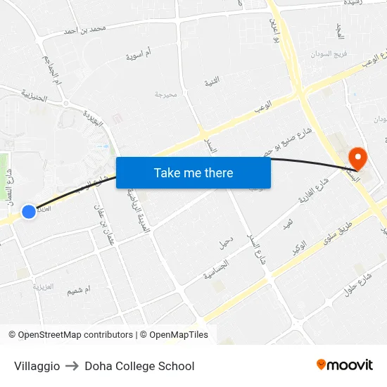 Villaggio to Doha College School map