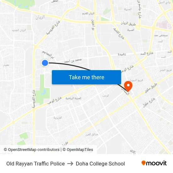 Old Rayyan Traffic Police to Doha College School map