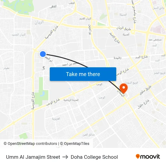 Umm Al Jamajim Street to Doha College School map