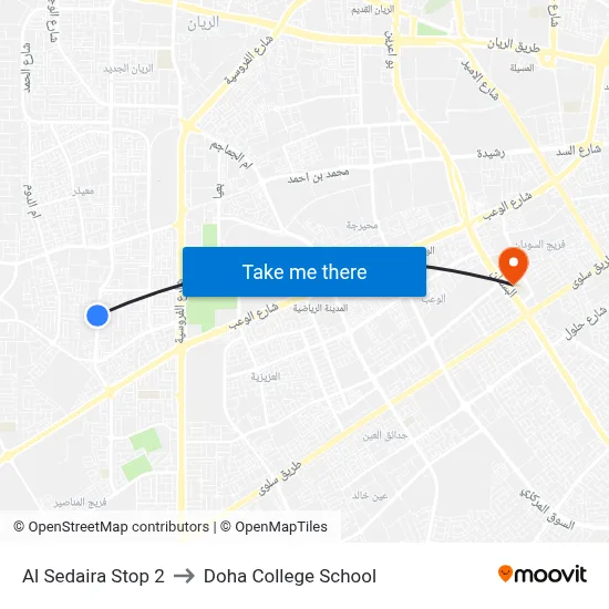 Al Sedaira Stop 2 to Doha College School map