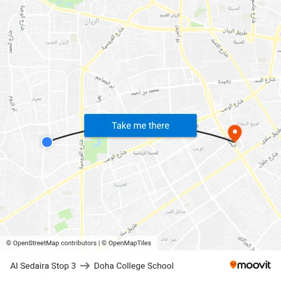 Al Sedaira Stop 3 to Doha College School map