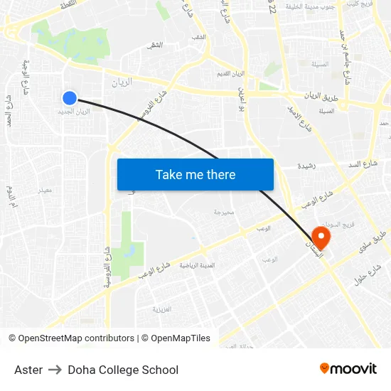 Aster to Doha College School map