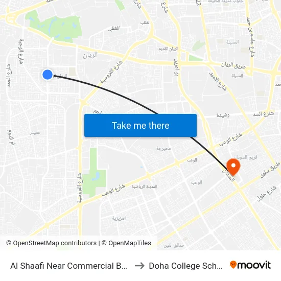 Al Shaafi Near Commercial Bank to Doha College School map