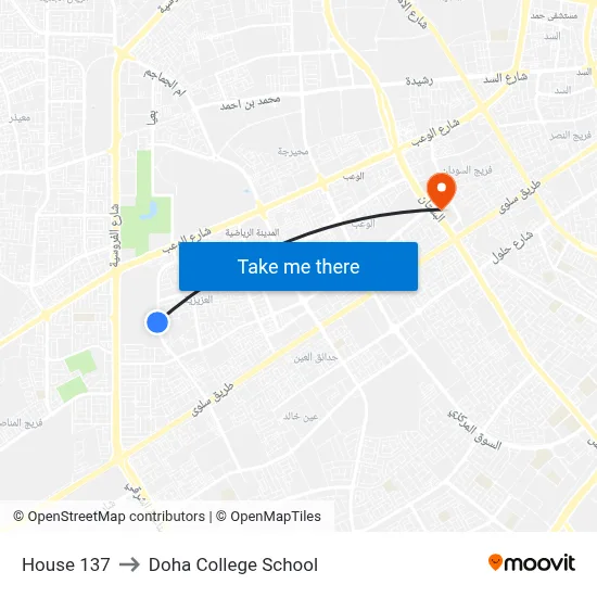 House 137 to Doha College School map