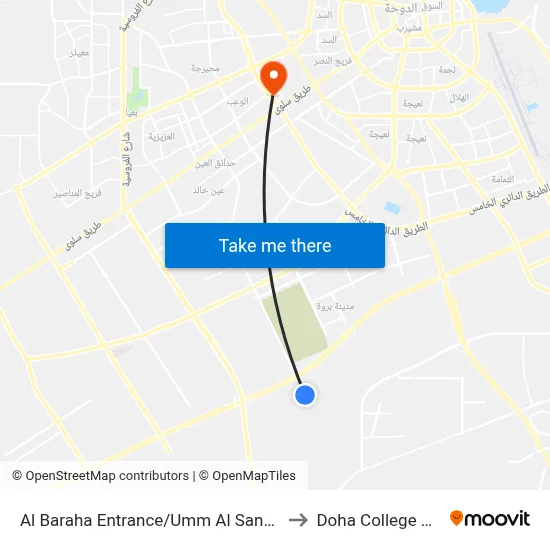 Al Baraha Entrance/Umm Al Saneem Street to Doha College School map