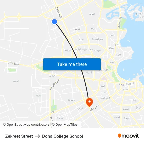 Zekreet Street to Doha College School map