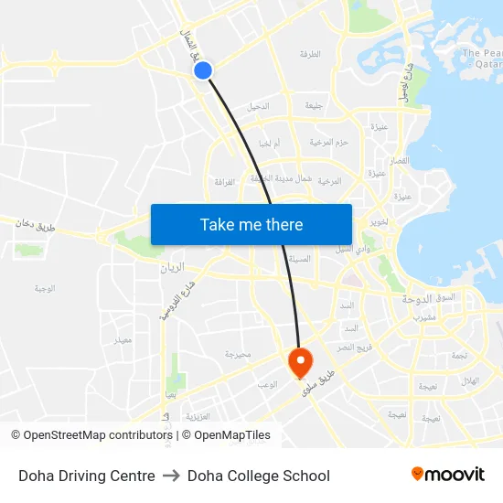 Doha Driving Centre to Doha College School map