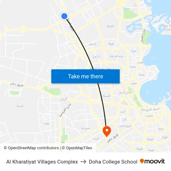 Al Kharatiyat Villages Complex to Doha College School map