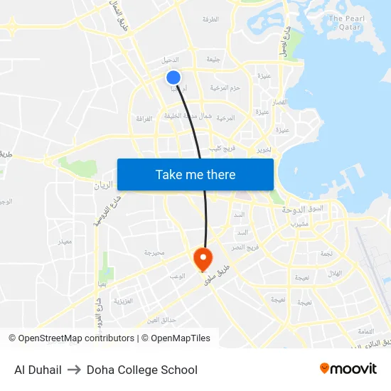 Al Duhail to Doha College School map