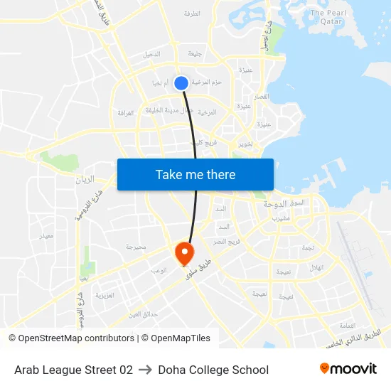 Arab League Street 02 to Doha College School map