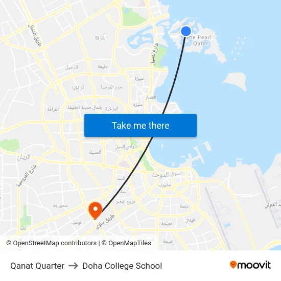 Qanat Quarter to Doha College School map
