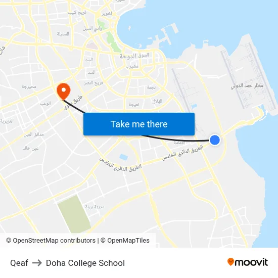 Qeaf to Doha College School map
