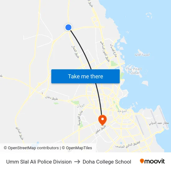 Umm Slal Ali Police Division to Doha College School map